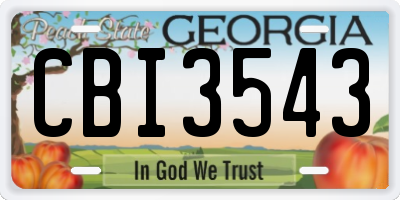 GA license plate CBI3543