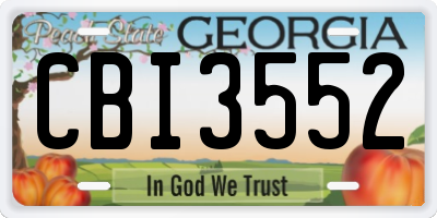GA license plate CBI3552