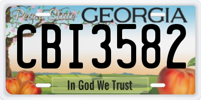 GA license plate CBI3582