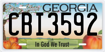 GA license plate CBI3592