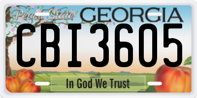 GA license plate CBI3605