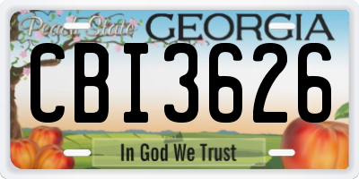 GA license plate CBI3626