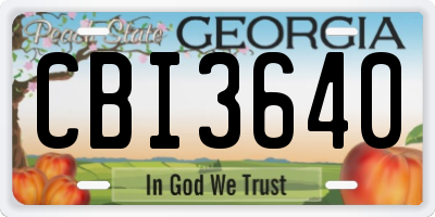 GA license plate CBI3640