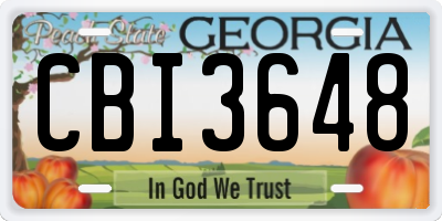 GA license plate CBI3648