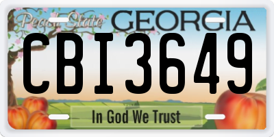 GA license plate CBI3649