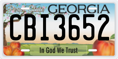 GA license plate CBI3652