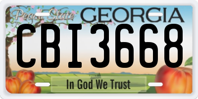 GA license plate CBI3668