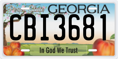 GA license plate CBI3681