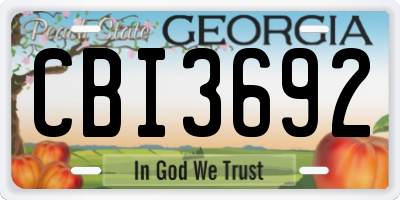 GA license plate CBI3692