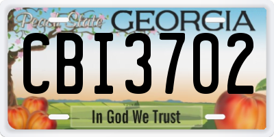 GA license plate CBI3702