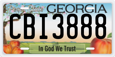 GA license plate CBI3888