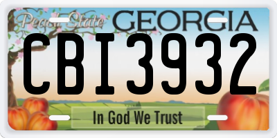 GA license plate CBI3932