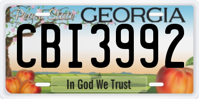 GA license plate CBI3992