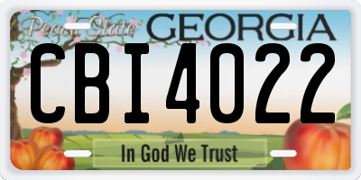 GA license plate CBI4022