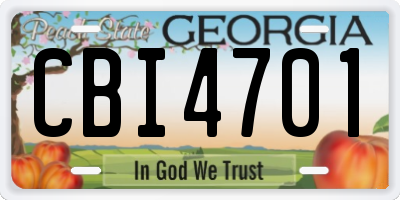 GA license plate CBI4701