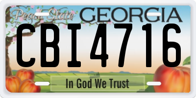 GA license plate CBI4716