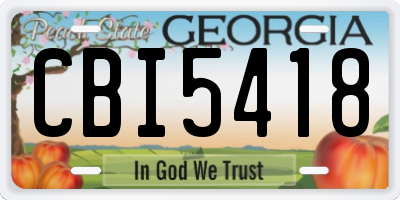 GA license plate CBI5418