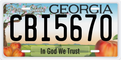GA license plate CBI5670