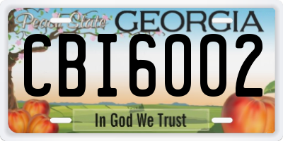 GA license plate CBI6002