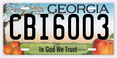 GA license plate CBI6003