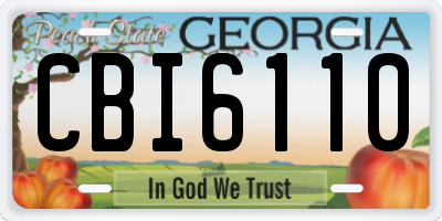 GA license plate CBI6110