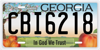 GA license plate CBI6218