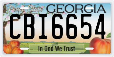 GA license plate CBI6654