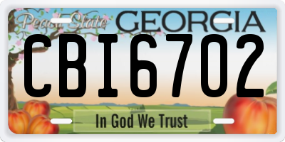 GA license plate CBI6702
