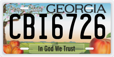 GA license plate CBI6726