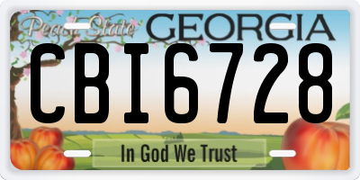GA license plate CBI6728