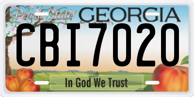 GA license plate CBI7020