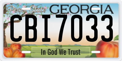 GA license plate CBI7033