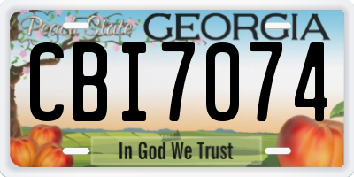 GA license plate CBI7074