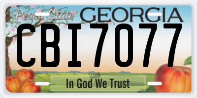 GA license plate CBI7077