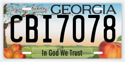 GA license plate CBI7078