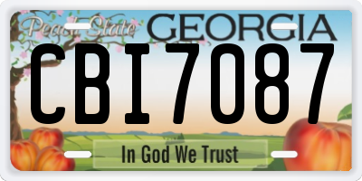 GA license plate CBI7087