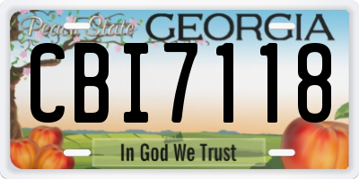 GA license plate CBI7118