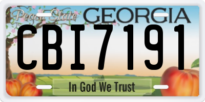 GA license plate CBI7191