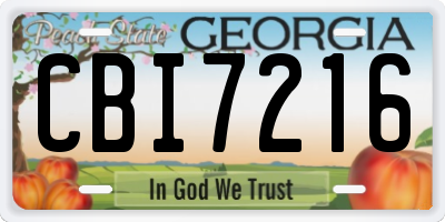 GA license plate CBI7216