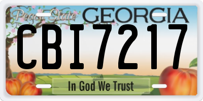GA license plate CBI7217