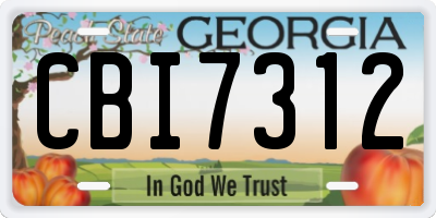 GA license plate CBI7312