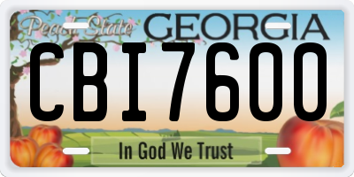 GA license plate CBI7600