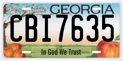 GA license plate CBI7635