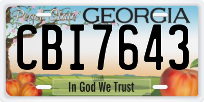 GA license plate CBI7643