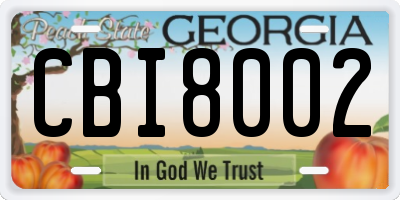GA license plate CBI8002