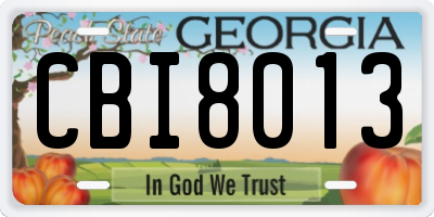 GA license plate CBI8013