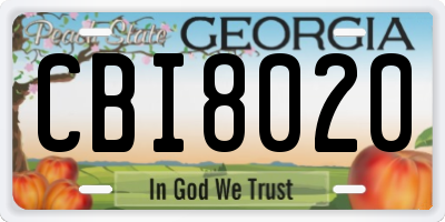 GA license plate CBI8020