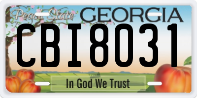 GA license plate CBI8031