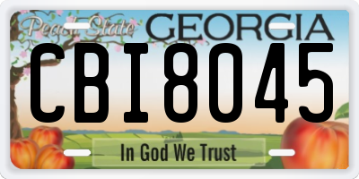 GA license plate CBI8045