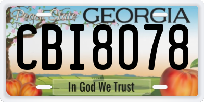 GA license plate CBI8078